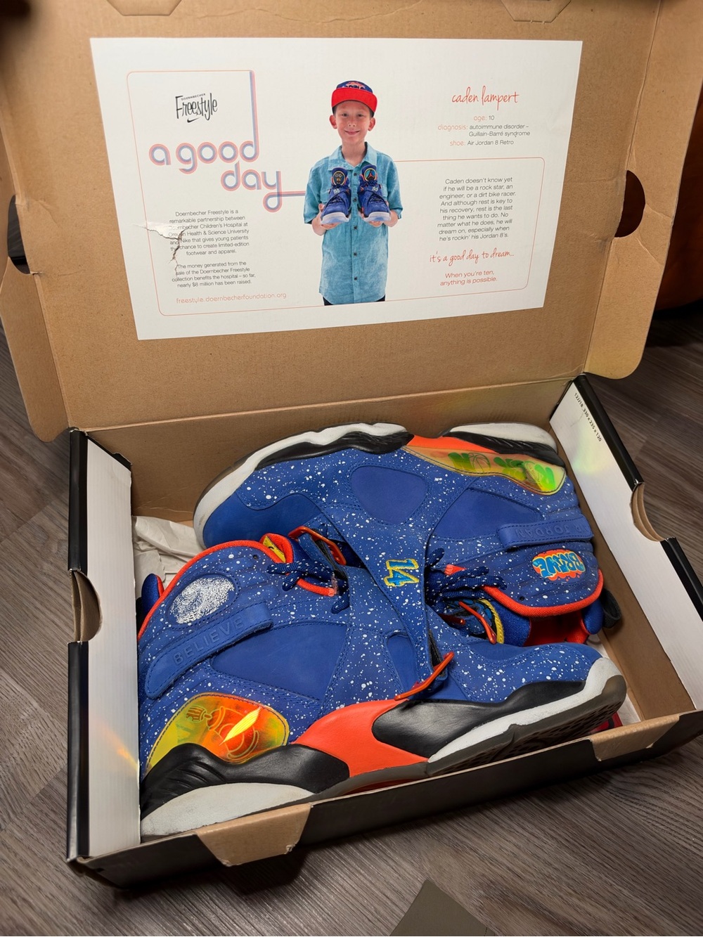 Jordan Kids Retro Sneakers in Blue with Orange and Green Accents